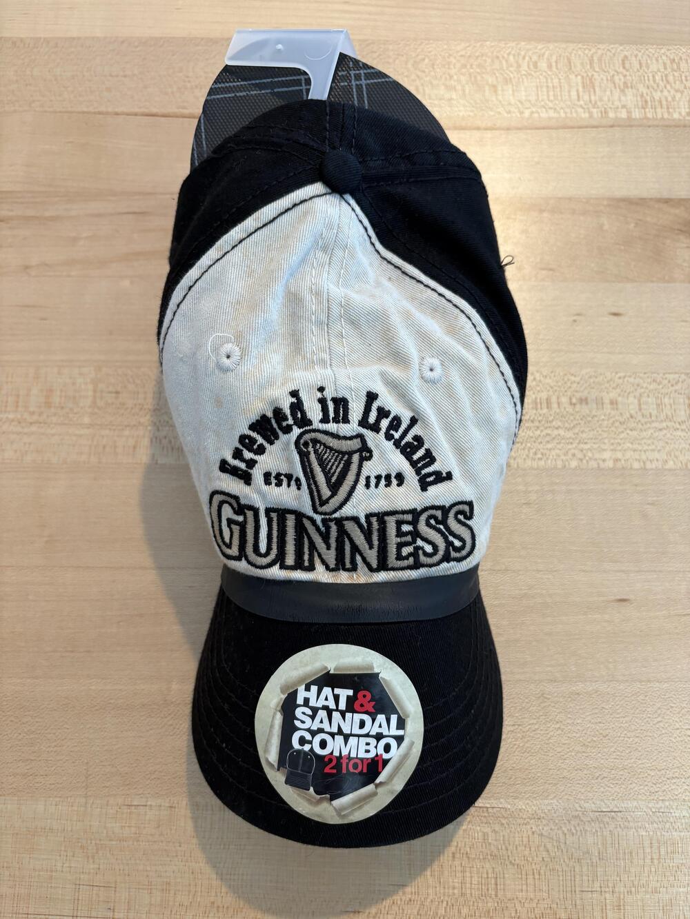 Guinness Hat Sandal Combo Mens 8/9 Black Brewed In Ireland Extra Stout Beer